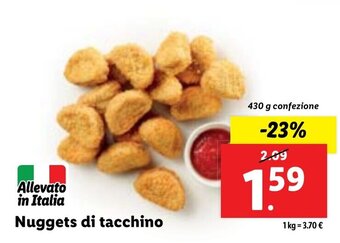 Lidl Nuggets di tacchino 430 g confezione offerta