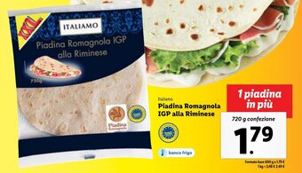 Lidl ITALIAMO Piadina Romagnola IGP alla Riminese 720 g confezione offerta