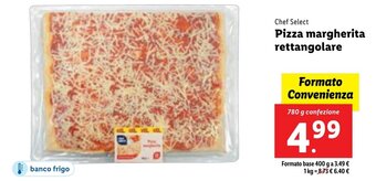 Lidl Chef Select Pizza margherita rettangolare 780 g confezione offerta