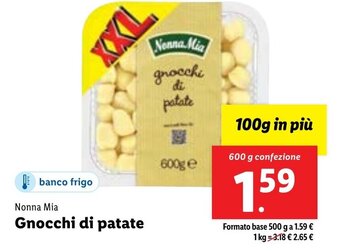 Lidl Nonna Mia Gnocchi di patate 600 g confezione offerta