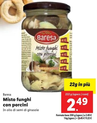 Lidl Baresa Misto funghi con porcini 222 g (sgocc.) conf. offerta