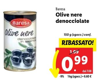 Lidl Baresa Olive nere denocciolate 150 g (sgocc.) conf. offerta