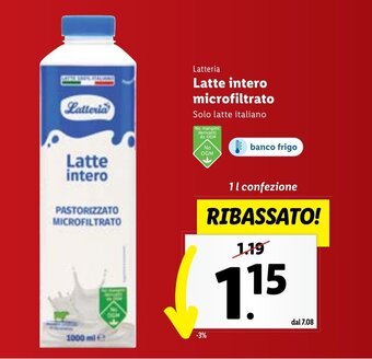 Lidl Latteria Latte intero microfiltrato 1 l confezione offerta