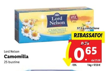 Lidl Lord Nelson Camomilla 37,5 g confezione offerta