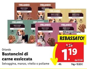 Lidl Orlando Bastoncini di carne essiccata 88 g confezione offerta