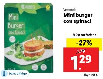Lidl Vemondo Mini burger con spinaci 160 g confezione offerta
