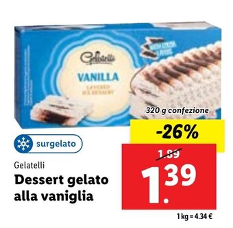 Lidl Gelatelli Dessert gelato alla vaniglia 320 g confezione offerta