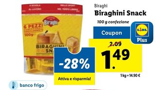 Lidl Biraghi Biraghini Snack 100 g confezione offerta