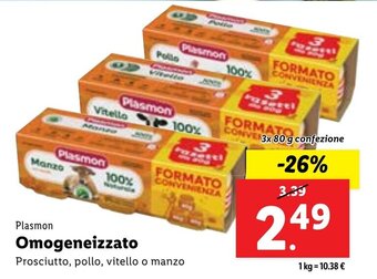 Lidl Plasmon Omogeneizzato 3x 80 g confezione offerta