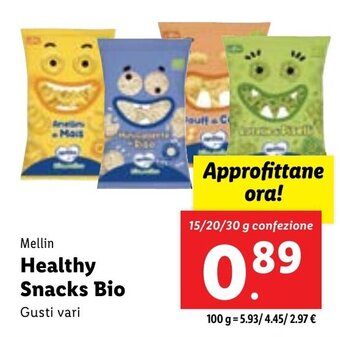 Mellin Healthy Snacks Bio 15/20/30 g confezione