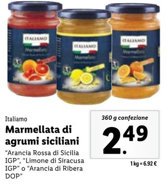 Lidl Italiamo Marmellata di agrumi siciliani 360 g confezione offerta