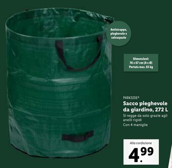 Lidl PARKSIDE Sacco pieghevole da giardino, 272 L offerta