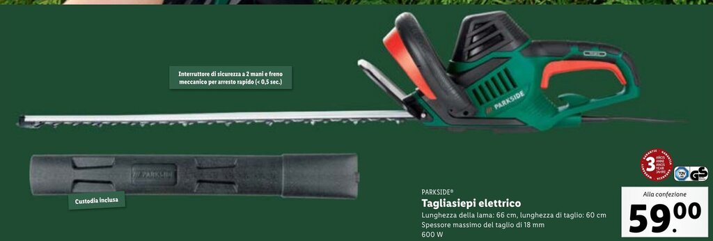 PARKSIDE Tagliasiepi elettrico offerta di Lidl