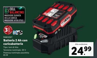 Lidl PARKSIDE Batteria 2 Ah con caricabatterie offerta