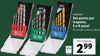 Lidl PARKSIDE Set punte per trapano, 5 o 6 pezzi offerta