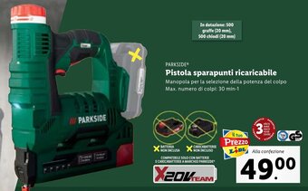 Lidl PARKSIDE Pistola sparapunti ricaricabile offerta