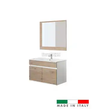 Mobile bagno sospeso 'fabula' con 2 ante bianco e rovere, 90x47x57 cm