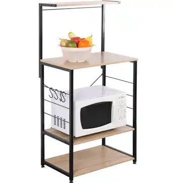 Eurobrico Carrello da cucina metallo nero con 3 ripiani quercia, 60x40x123 cm offerta