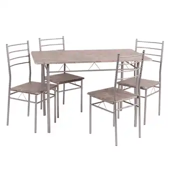 Eurobrico Set tavolo e 4 sedie in metallo e legno, 120x70x75 cm offerta