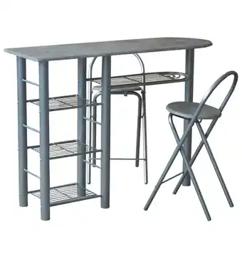 Eurobrico Banco cucina con due sgabelli in metallo grigio e legno, 120x40x88 cm offerta