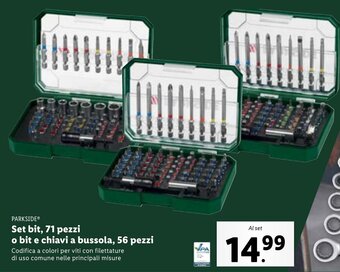 Lidl PARKSIDE Set bit, 71 pezzi o bit e chiavi a bussola, 56 pezzi offerta