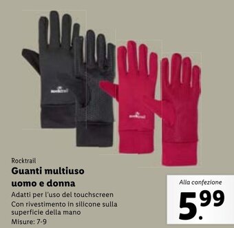 Lidl Rocktrail Guanti multiuso uomo e donna 7-9 offerta