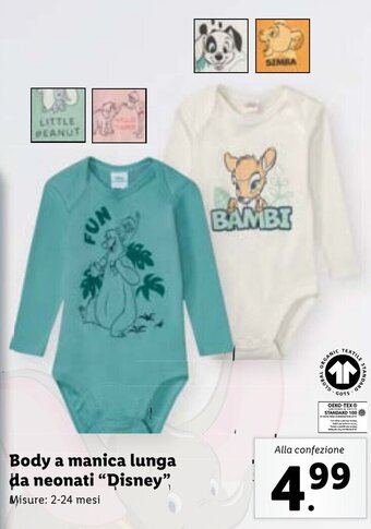 Lidl Body a manica lunga da neonati Disney 2-24 mesi offerta
