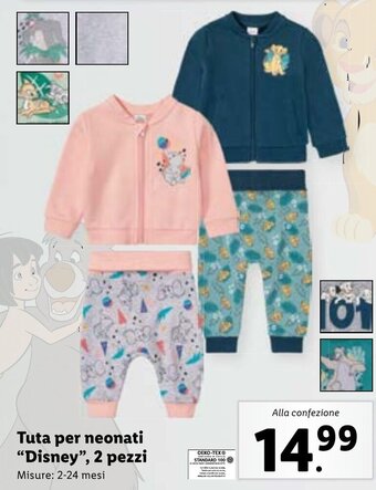 Lidl Tuta per neonati Disney 2 pezzi 2-24 mesi offerta
