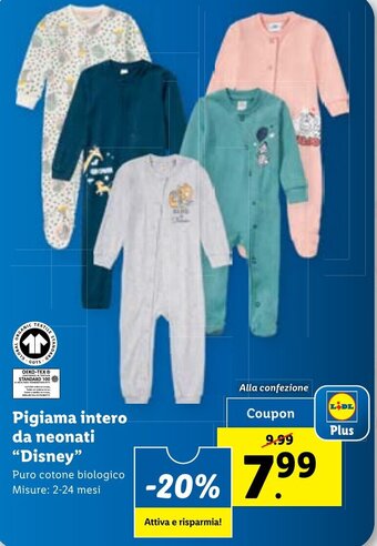 Lidl Pigiama intero da neonati Disney 2-24 mesi offerta
