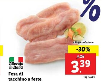 Lidl Fesa di tacchino a fette 450 g confezione offerta