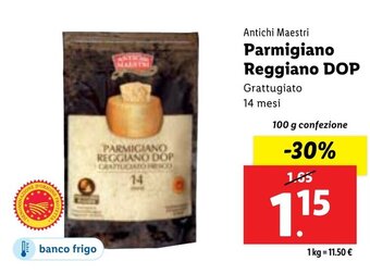 Lidl Antichi Maestri Parmigiano Reggiano DOP 100 g confezione offerta