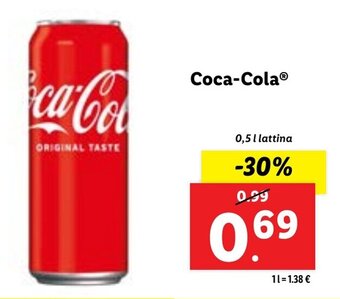 Lidl Coca-Cola 0,5 l lattina offerta