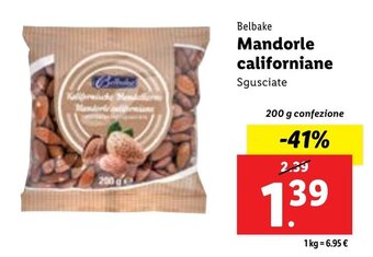 Lidl Belbake Mandorle californiane 200 g confezione offerta