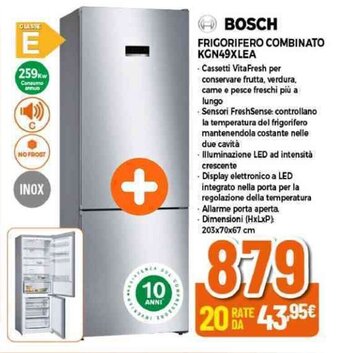 BOSCH FRIGORIFERO COMBINATO KGN49XLEA