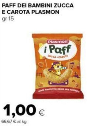 Tigre PAFF DEI BAMBINI ZUCCA E CAROTA PLASMON gr 15 offerta