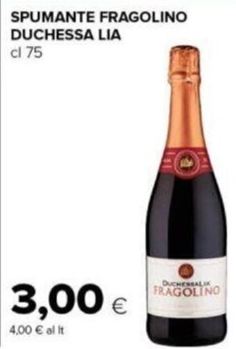 Tigre SPUMANTE FRAGOLINO DUCHESSA LIA cl 75 offerta