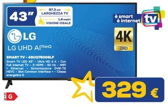 Euronics LG UHD A|ThinQ SMART TV - 43UQ75006LF offerta