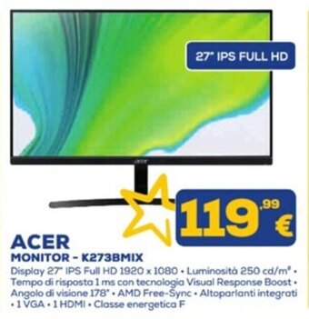 Euronics ACER MONITOR - K273BMIX offerta