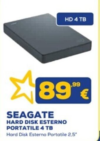 Euronics SEAGATE HARD DISK ESTERNO PORTATILE 4 TB offerta