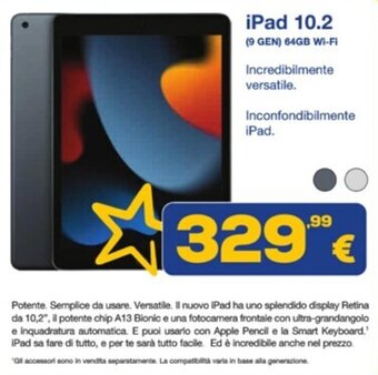 Euronics iPad 10.2 (9 GEN) 64GB Wi-Fi offerta