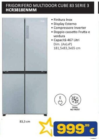 Euronics FRIGORIFERO MULTIDOOR CUBE 83 SERIE 3 HCR3818ENMM offerta