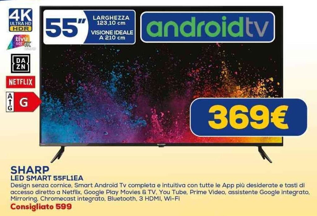 Euronics SHARP LED SMART 55FL1EA offerta