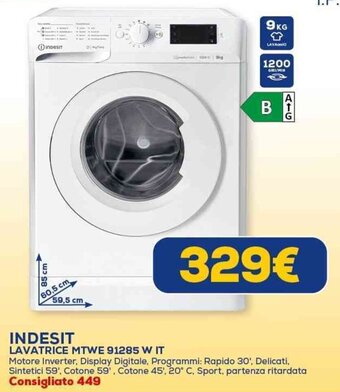 Euronics INDESIT LAVATRICE MTWE 91285 W IT offerta