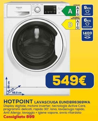 Euronics HOTPOINT LAVASCIUGA EUNDBR6369WA offerta