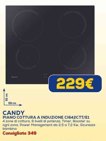 Euronics CANDY PIANO COTTURA A INDUZIONE CI642CTT/E1 offerta