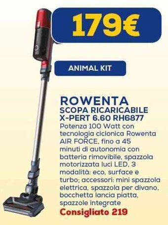 Euronics ROWENTA SCOPA RICARICABILE X-PERT 6.60 RH6877 offerta