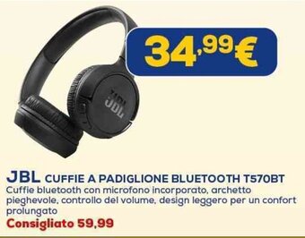 Euronics JBL CUFFIE A PADIGLIONE BLUETOOTH T570BT offerta