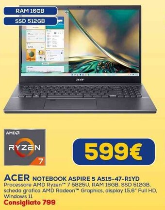 Euronics ACER NOTEBOOK ASPIRE 5 A515-47-R1YD offerta
