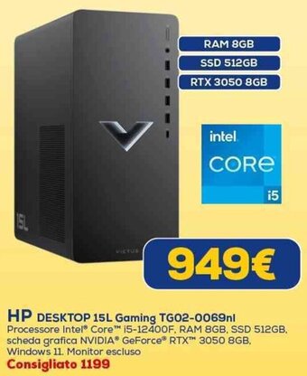 Euronics HP DESKTOP 15L Gaming TG02-0069nl offerta