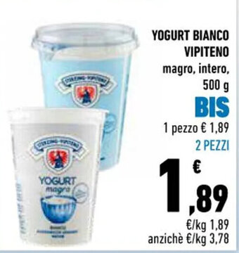 Conad City YOGURT BIANCO VIPITENO 500 g offerta